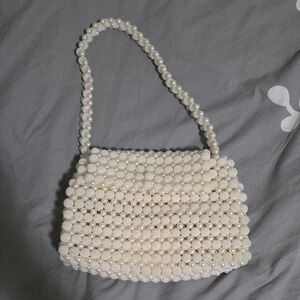 Elegant Cream Beaded Handbag